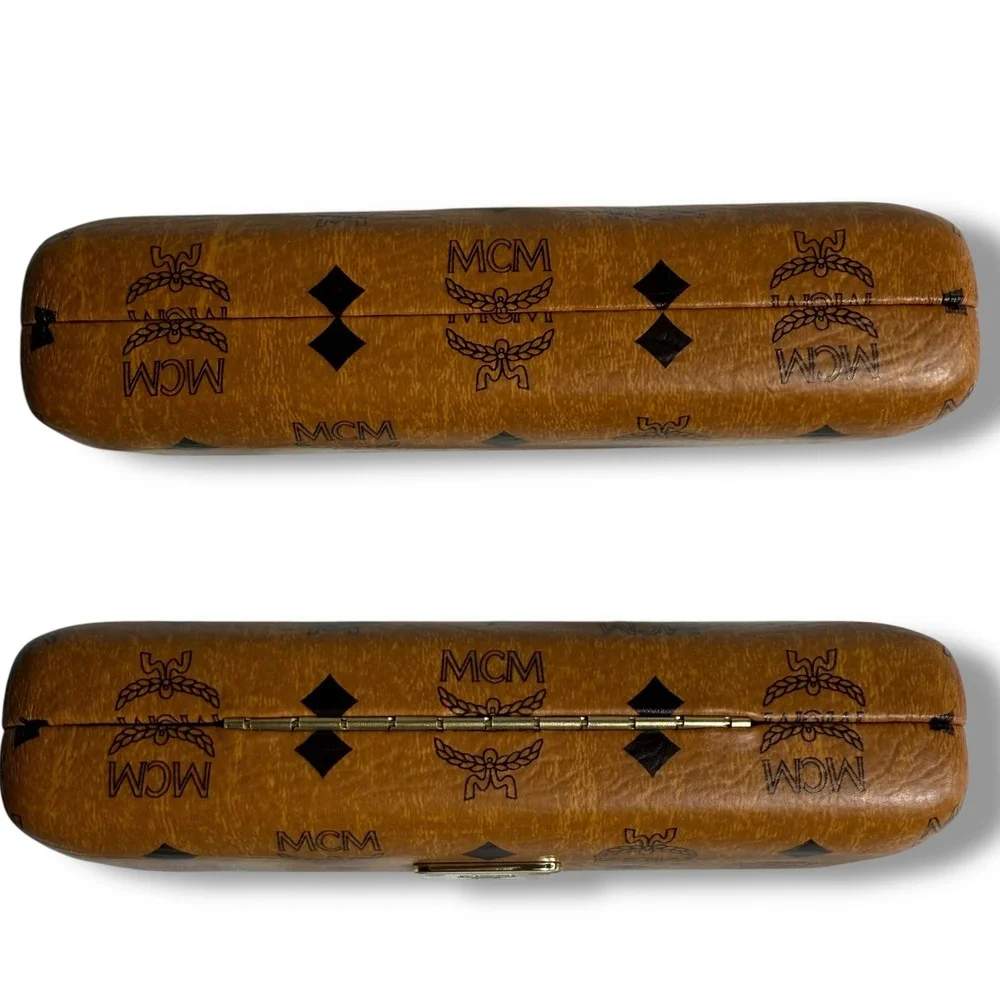 MCM Cognac Eyeglasses Case Hard Shell Monogram Designer Sunglasses Case - Picture 10 of 11